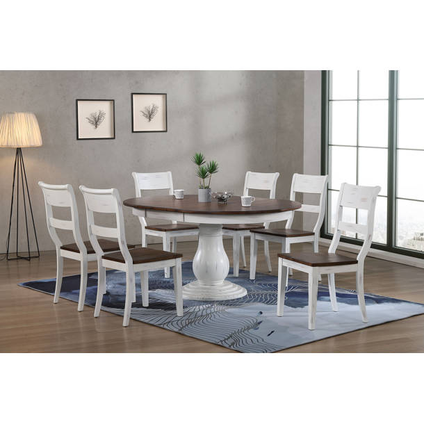 Iconic Furniture 7 Piece Extendable Rubberwood Solid Wood Dining Set